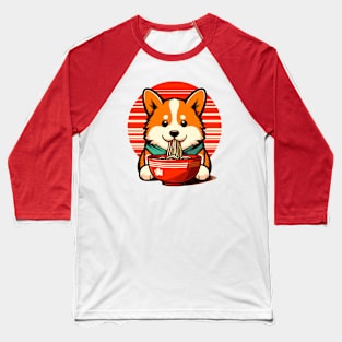 Cute retro corgi eat noodle ramen Baseball T-Shirt